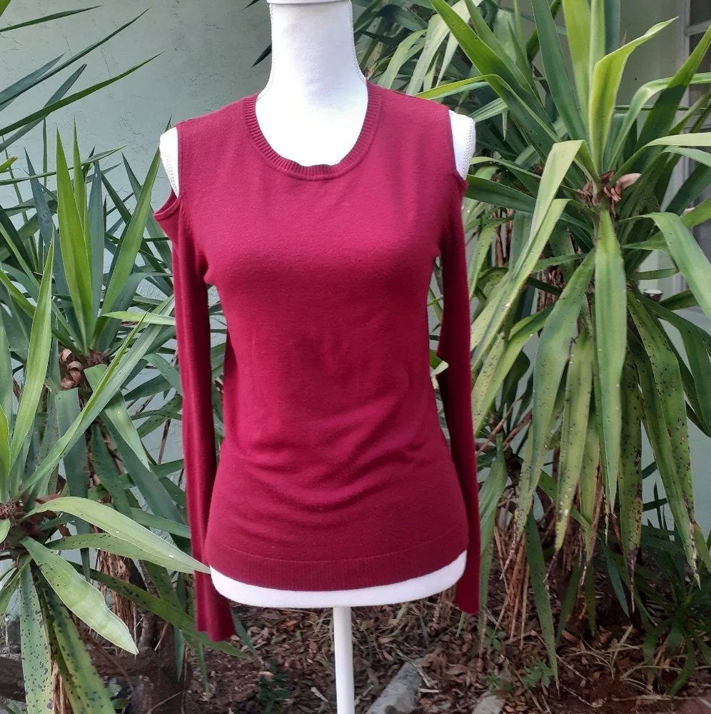 Red Cold Shoulder Sweater